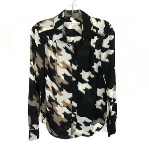 Womens Size XS Trina Turk Multicolor Modern Houndstooth Button Front Blouse Top
